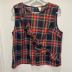 Jcrew Factory Plaid Sleeveless Blouse